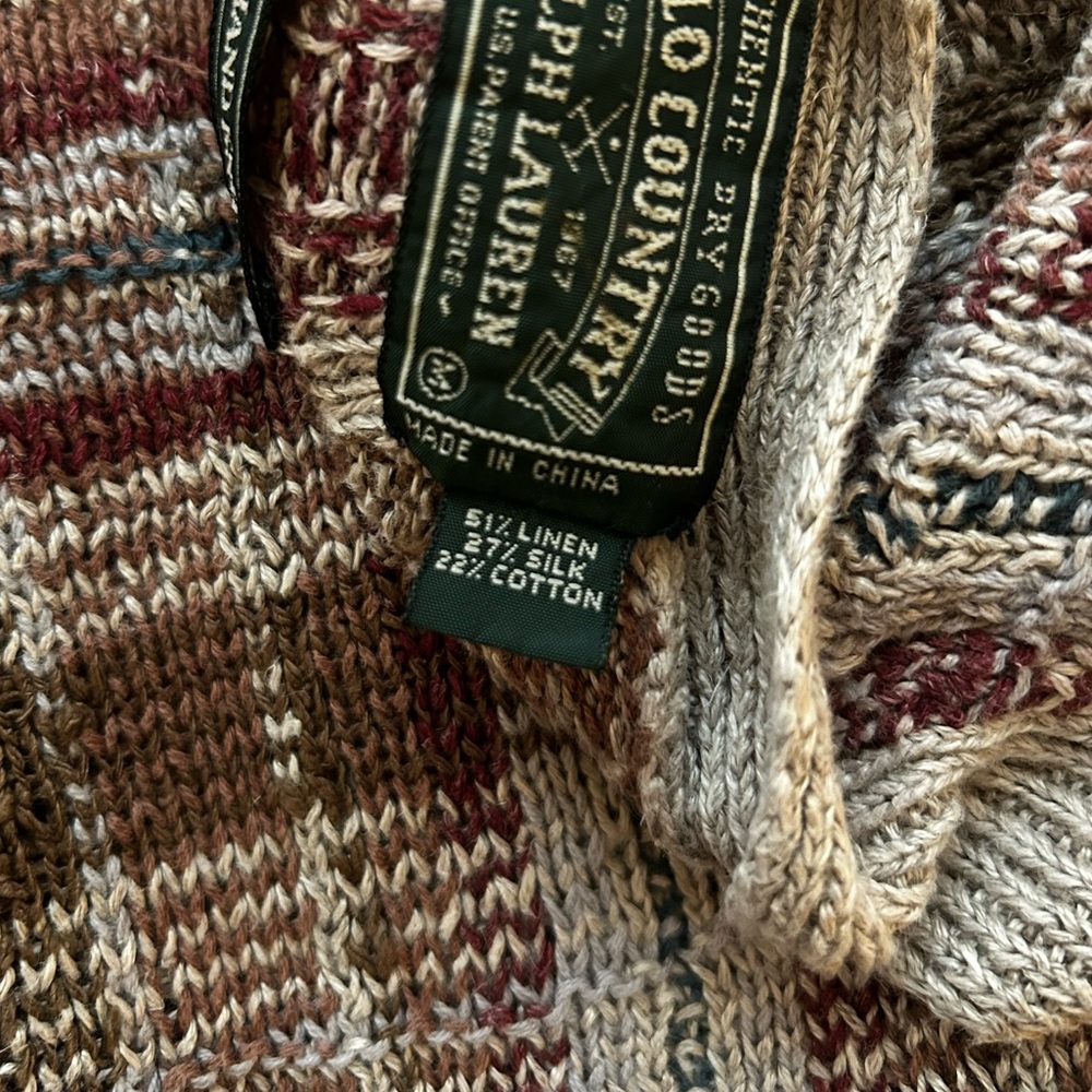 🪵🔥 Ralph Lauren vintage estate plaid cardigan hand knit silk linen - Picture 9 of 10